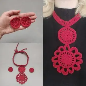 Earring and necklace set, Necklace in red, Elegant jewelry