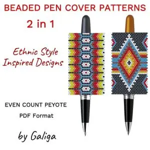 Tribal Ethnic Style Pen Cover Pattern Beaded Pen Wrap PDF Beading