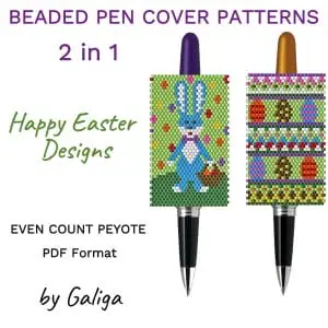 Easter Bunny Pen Cover Pattern Beaded Pen Wrap DIY Beading Design