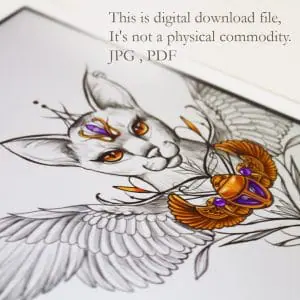 Goddess Bastet Tattoo Design Egyptian Cat Tattoo Idea Sketch