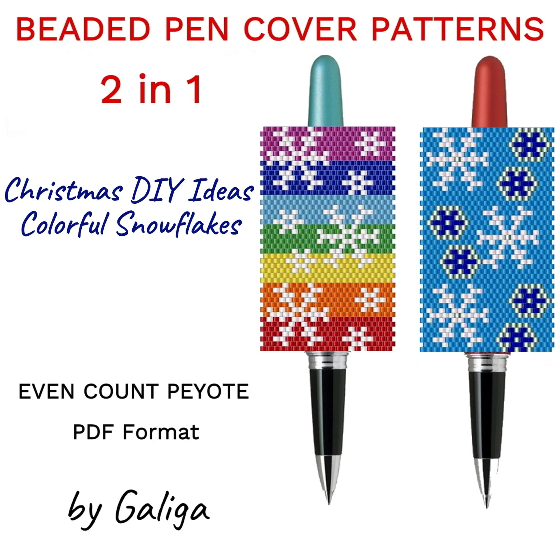 Christmas Pen Cover Patterns Snowflake Designs Beaded Pen Wrap