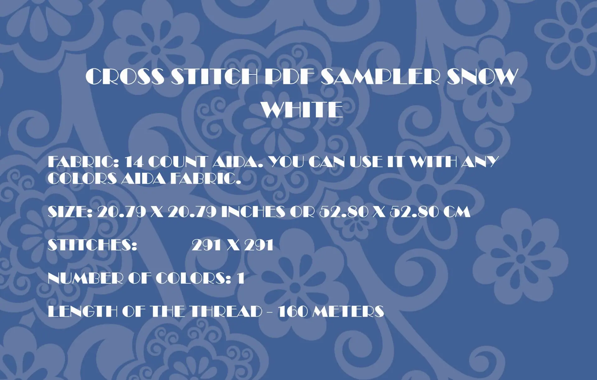 Cross stitch pattern Sampler Snow White 4 Brief information