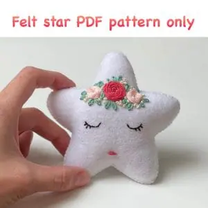 Felt star with floral embroidery pdf pattern