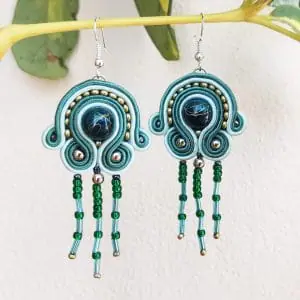 Long green earrings
