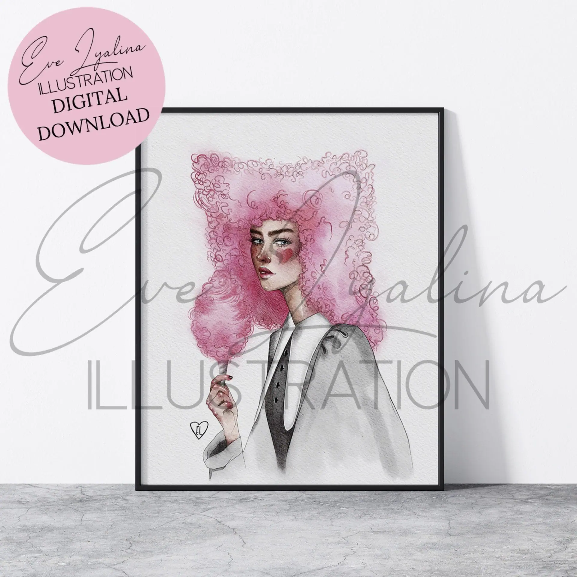 DIGITAL DOWNLOAD Pink Sugar (Printable Watercolor Illustration)