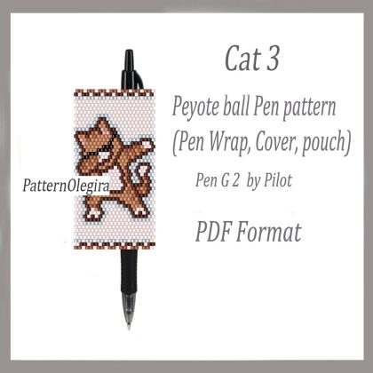 CAT 3 Bead pattern PDF File cat bead pen wraps cat cover pen Olegirabeadpatterns