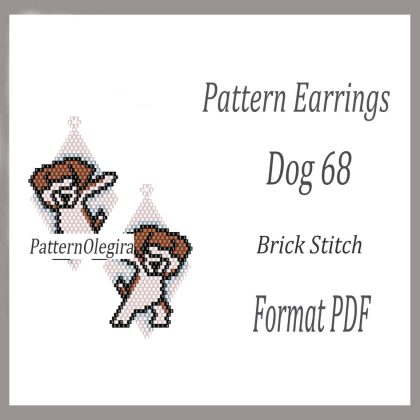 Dog 68 bead earrings pattern Dog earrings Dog pattern Bead dog Olegirabeadpatterns