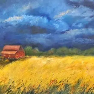 Wheat field landscape 16*23″ oil painting Yalozik