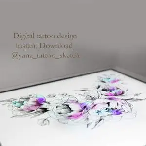 Peonies Tattoo Design Fine Line Peony Flower Tattoo Drawing Idea