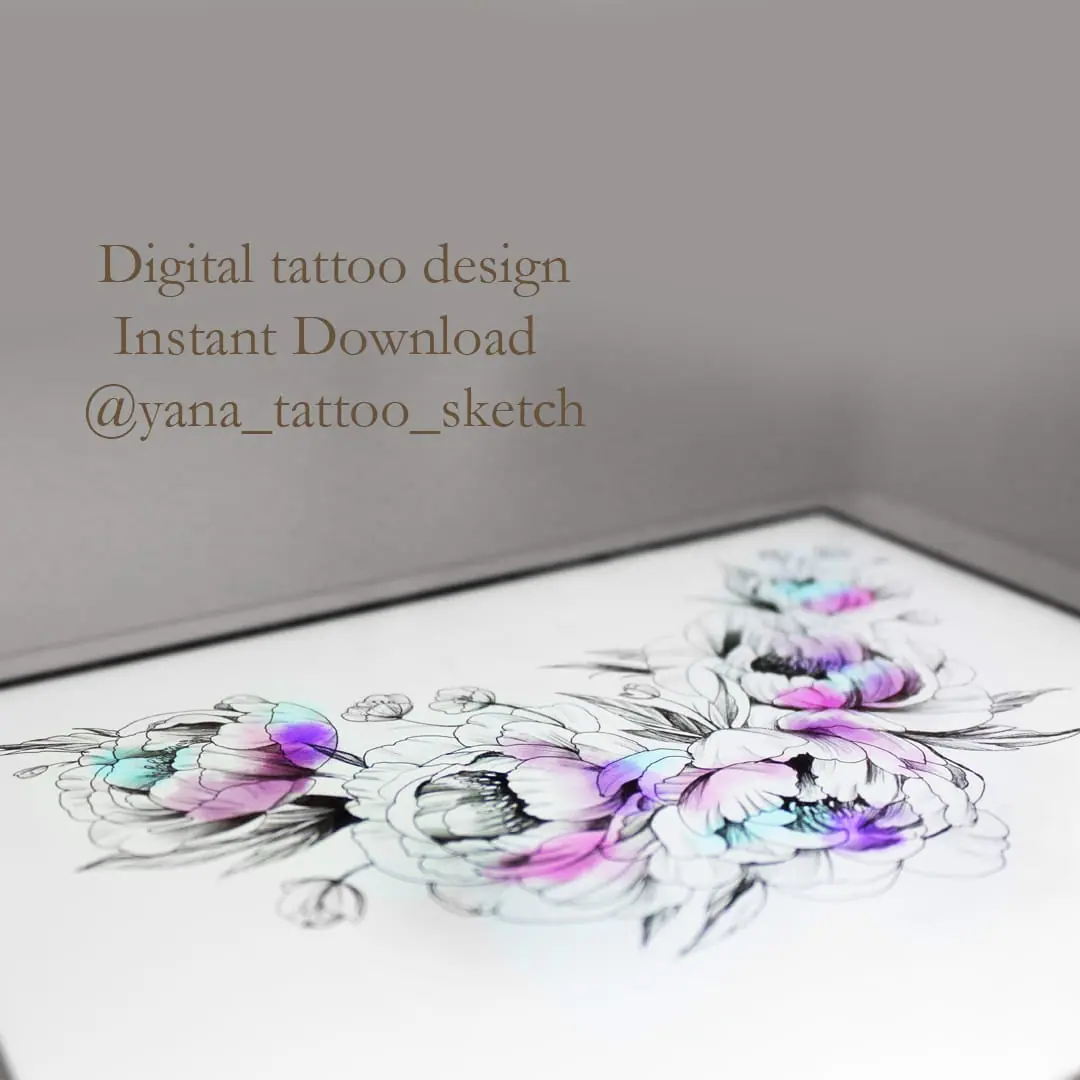Peonies Tattoo Design Fine Line Peony Flower Tattoo Drawing Idea