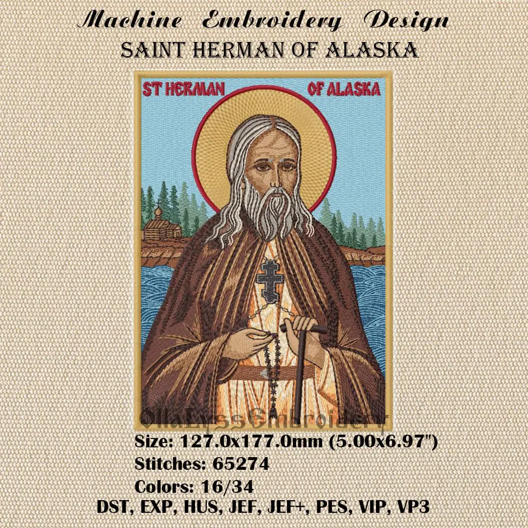 Saint Herman Of Alaska 5x7 embroidery design 2 St. Herman Of Alaska machine embroidery design
