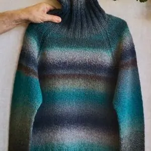 Malachite II. Extra Warm Chunky Knit 100%Wool Turtleneck Pullover