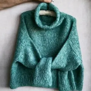 Agua. Oversize Crop Mohair Blend Turtleneck Pullover