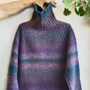 Lavender Fields. Extra Warm Chunky Knit Wool Turtleneck Pullover
