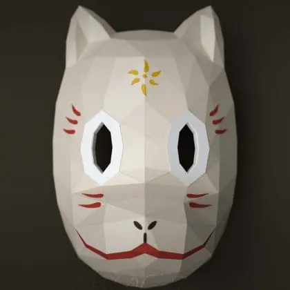 3d Papercraft - Gin's Mask DIY - PDF DXF Templates