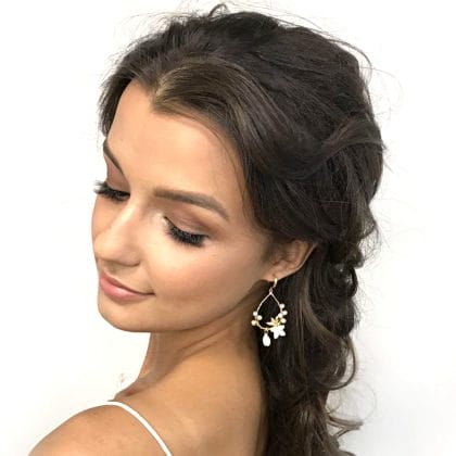 Floral bridal hoop earrings Gold plated hoop earrings (24k)