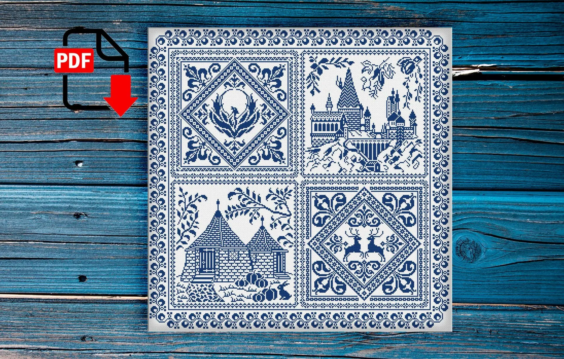 Art Deco Fans Cross Stitch Kit Art Deco Fans Cross Stitch Kit