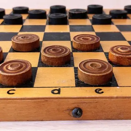 Soviet Antique Wooden Checkers set. Russian wooden Checkers