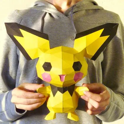 3d Papercraft–Pichu–PDF DXF Templates