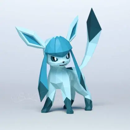 3d Papercraft–Glaceon–PDF DXF Templates