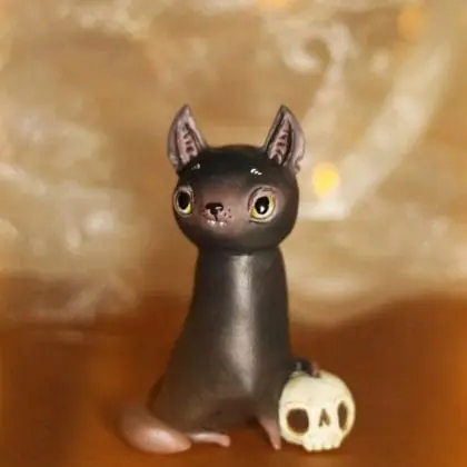 Black Cat with a Skull