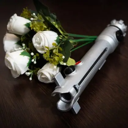 Ahsoka Thano wedding bouquet lightsaber hilt
