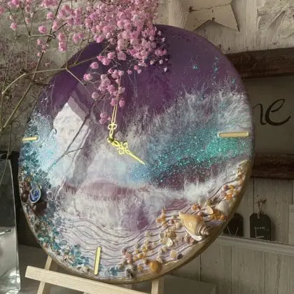 Epoxy resin wall clock, size 45 cm
