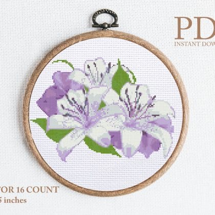 Flowers lilies cross stitch pattern