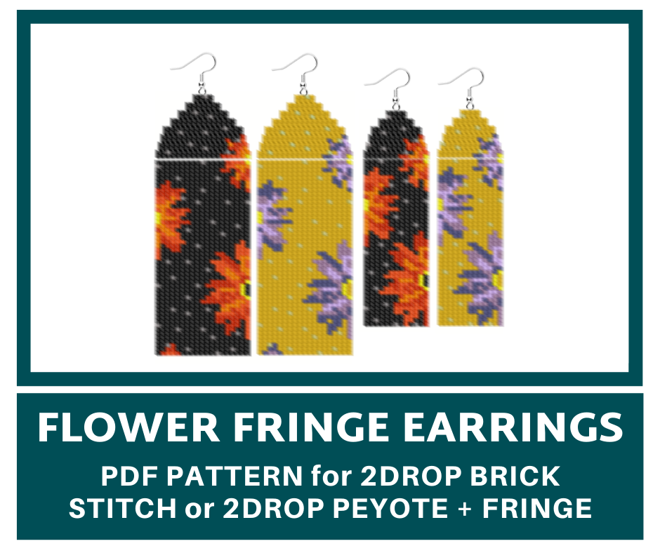 Flower fringe earrings bead pattern 1 earringsbeadpattern