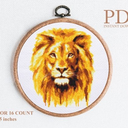 lion cross stitch pattern PDF
