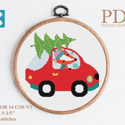 Christmas truck Merry Christmas cross stitch pattern 2