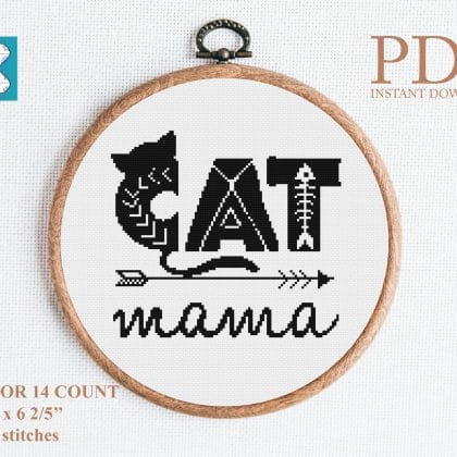 mama cat cross stitch pattern