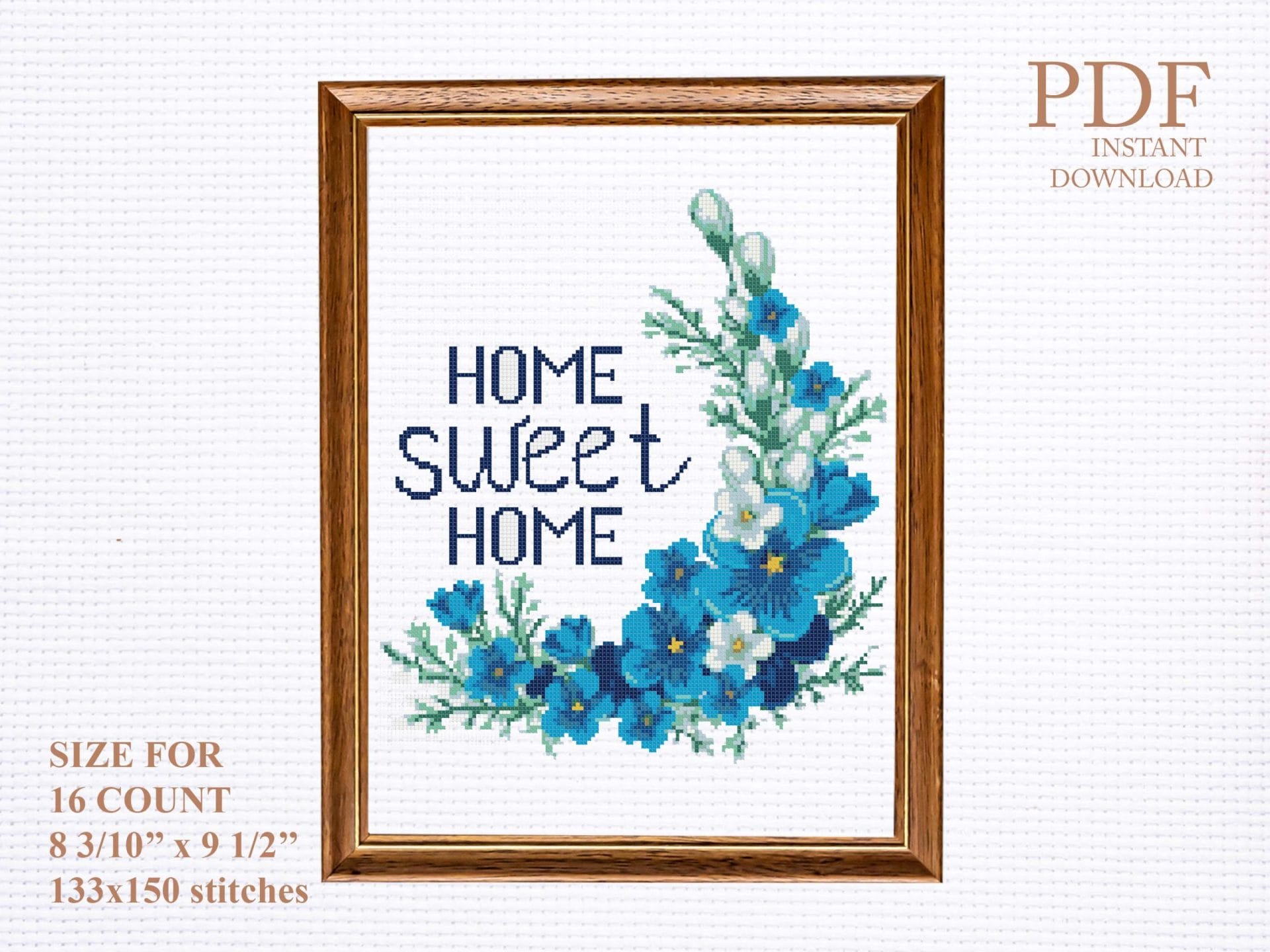 Wreath peonies cross stitch pattern 1 Home sweet home 2
