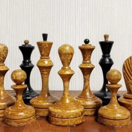 Antique Soviet Wooden Chess. Big Russian chess.Vintage chess USSR