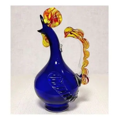 Vintage Glass Handmade Decanter for Wine. Decanter Cockerel