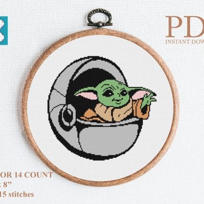 Baby yoda cross stitch pattern 2
