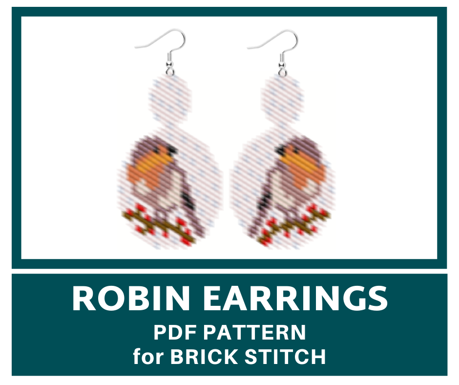 Robin bird earrings brick stitch bead pattern