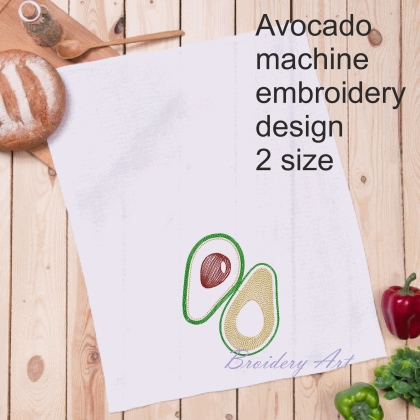 avocado machine embroidery design 2 size