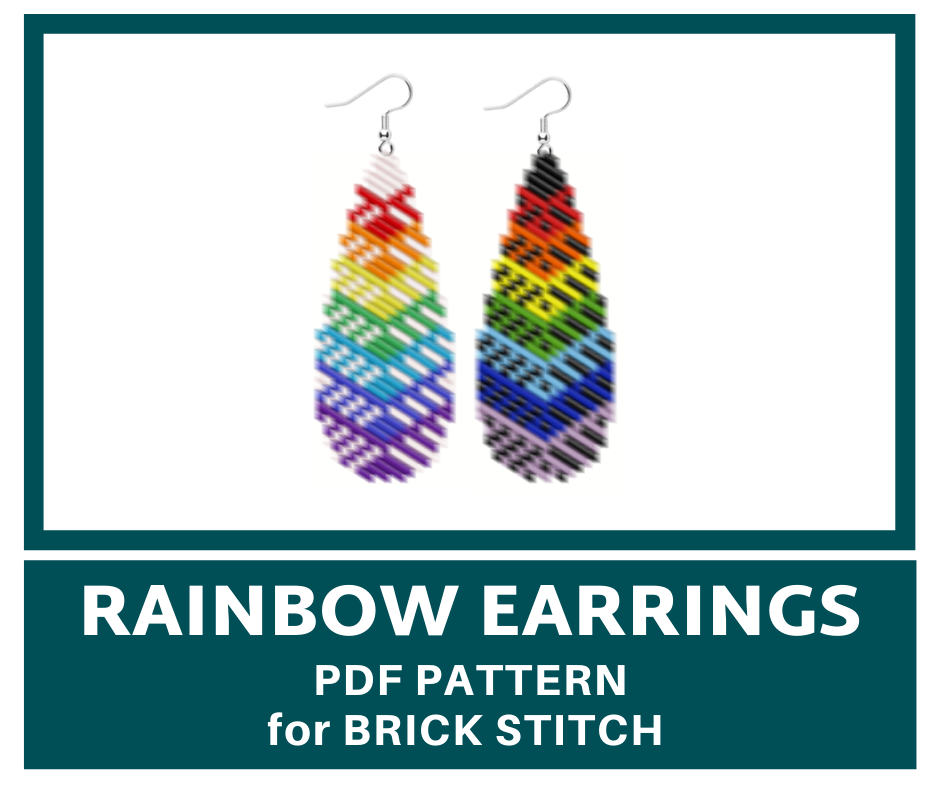 Rainbow gradient earrings brick stitch bead pattern 1 earringsbeadpattern