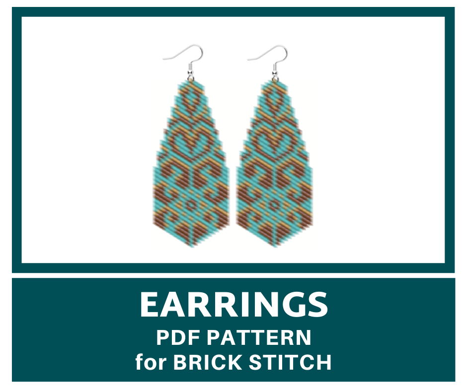 Turquoise earrings brick stitch bead pattern 1 earringsbeadpattern