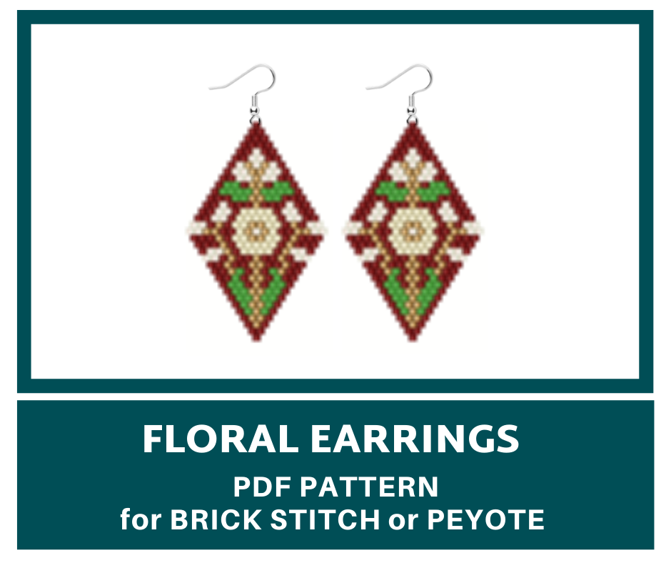 Floral beaded earrings pattern for brick stitch or peyote 1 earringsbeadpattern