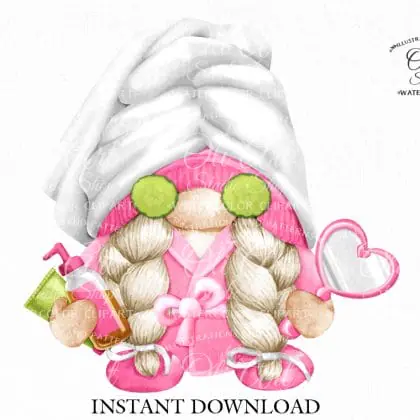 Spa day Gnome digital clipart png, сute characters