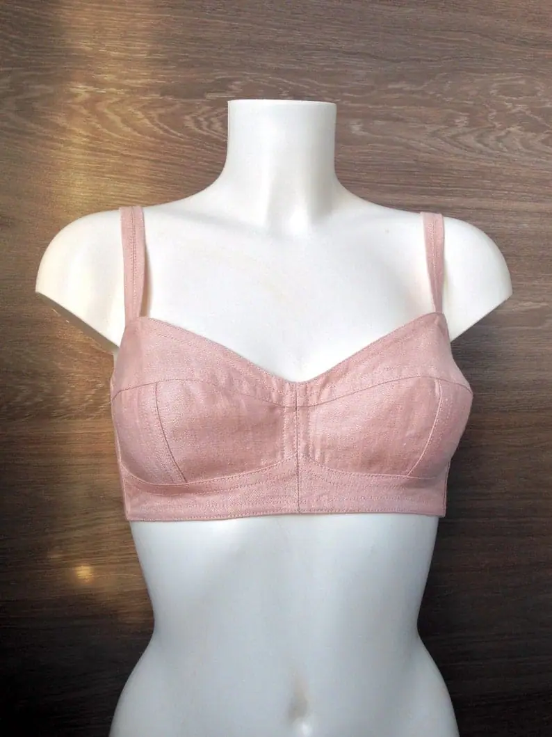 Modest linen bra, Crop top, Bustier top