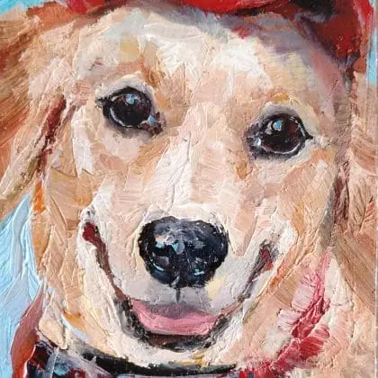 ACEO Original Art Mini Oil Painting Red Hat
