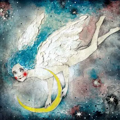 girl night images with moon and stars
