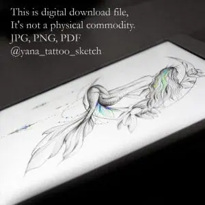Mermaid Tattoo Design Mermaid And Moon Tattoo Drawing Idea