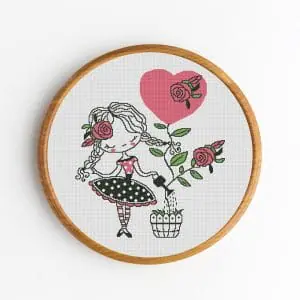 Cross-Stitch-Pattern-PDF-Girl-Flower-Nursery-Decor-DIY-Gift-1