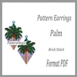 Palm Earrings pattern Palm bead pattern Beading earrings pattern Olegirabeadpatterns