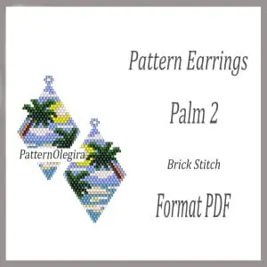 Palm 2 Earrings pattern Palm bead pattern Beading earrings pattern Olegirabeadpatterns
