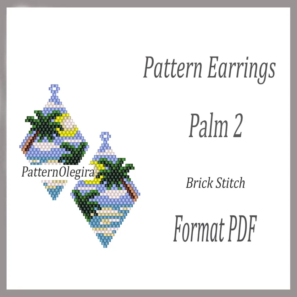 PALM 2 Earrings bead pattern PDF file Beading earrings pattern